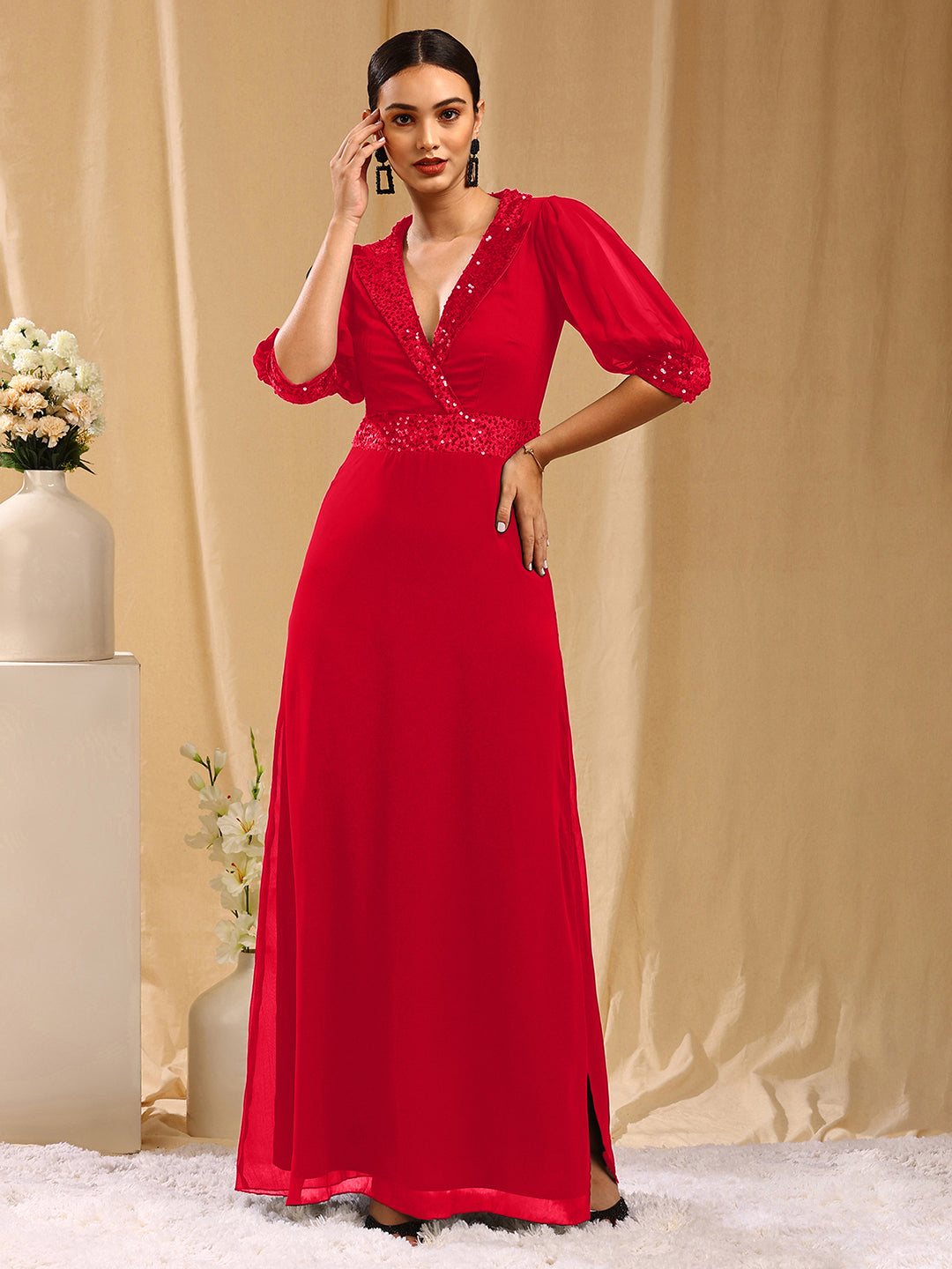 Buy Women's Red Long Sleeve Round Neck Dresses Online | Next UK