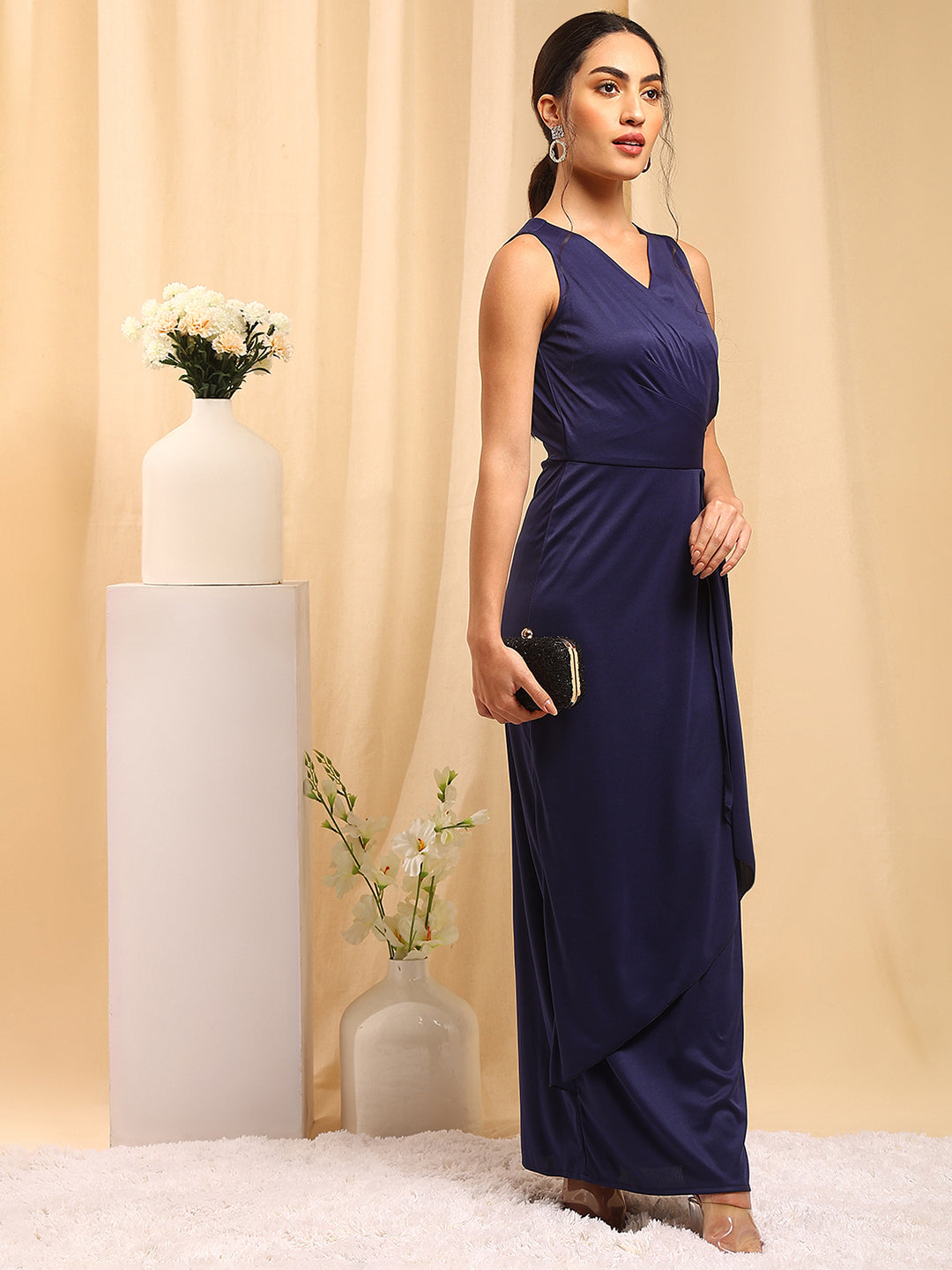 Sky-blue Organza Maxi Dress – Indian Rani